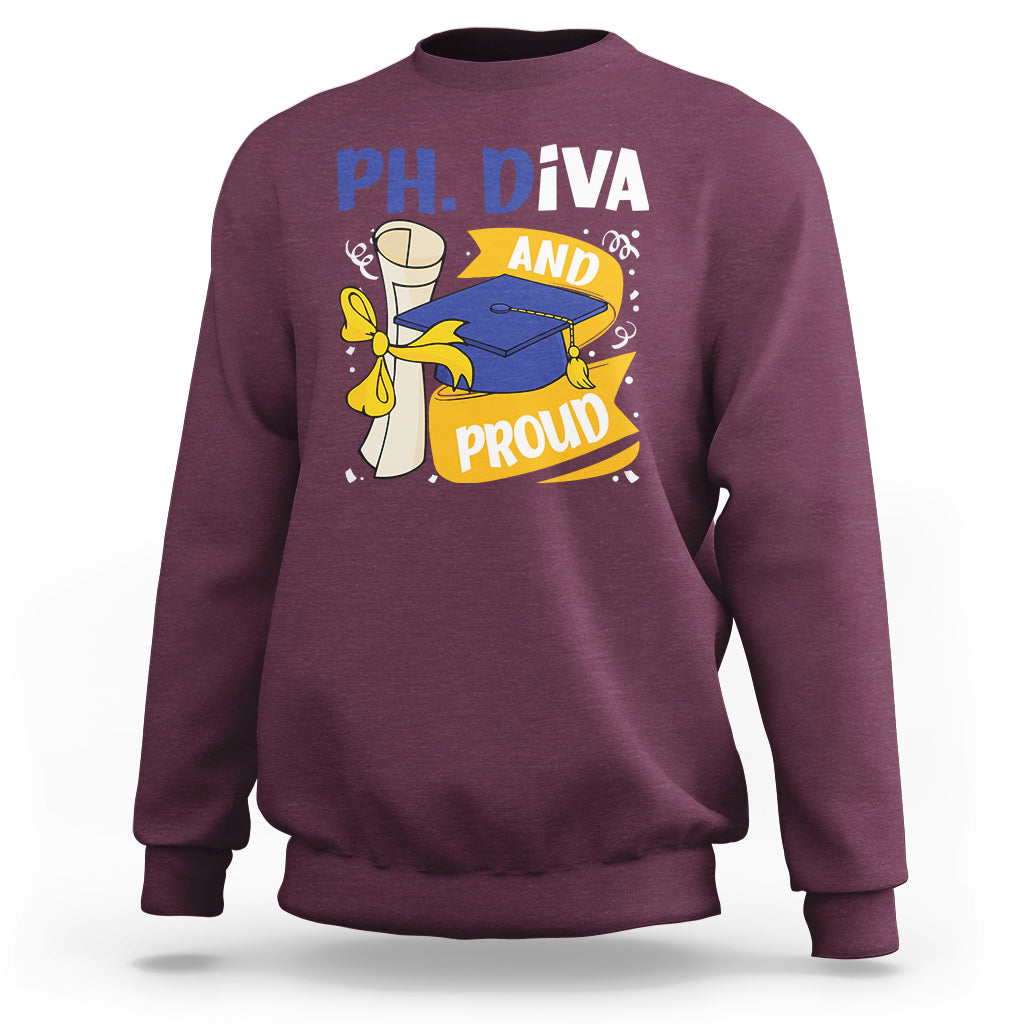 Ph.D. Graduation Sweatshirt Ph.Diva And Proud - Wonder Print Shop