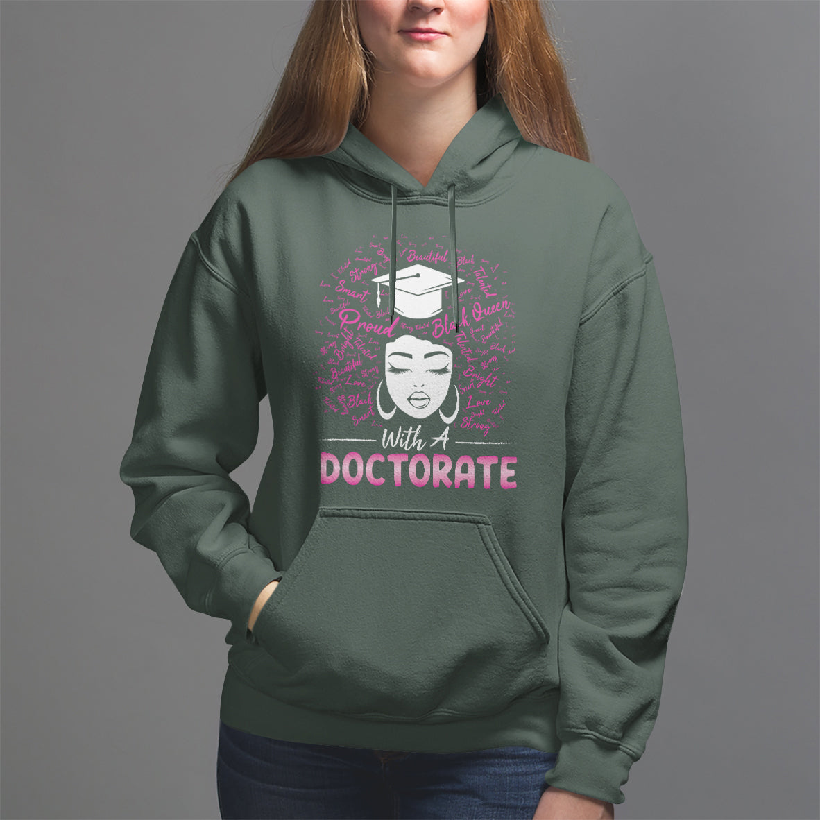 Ph.D. Graduation Hoodie Poud Black Queen With A Doctorate - Wonder Print Shop