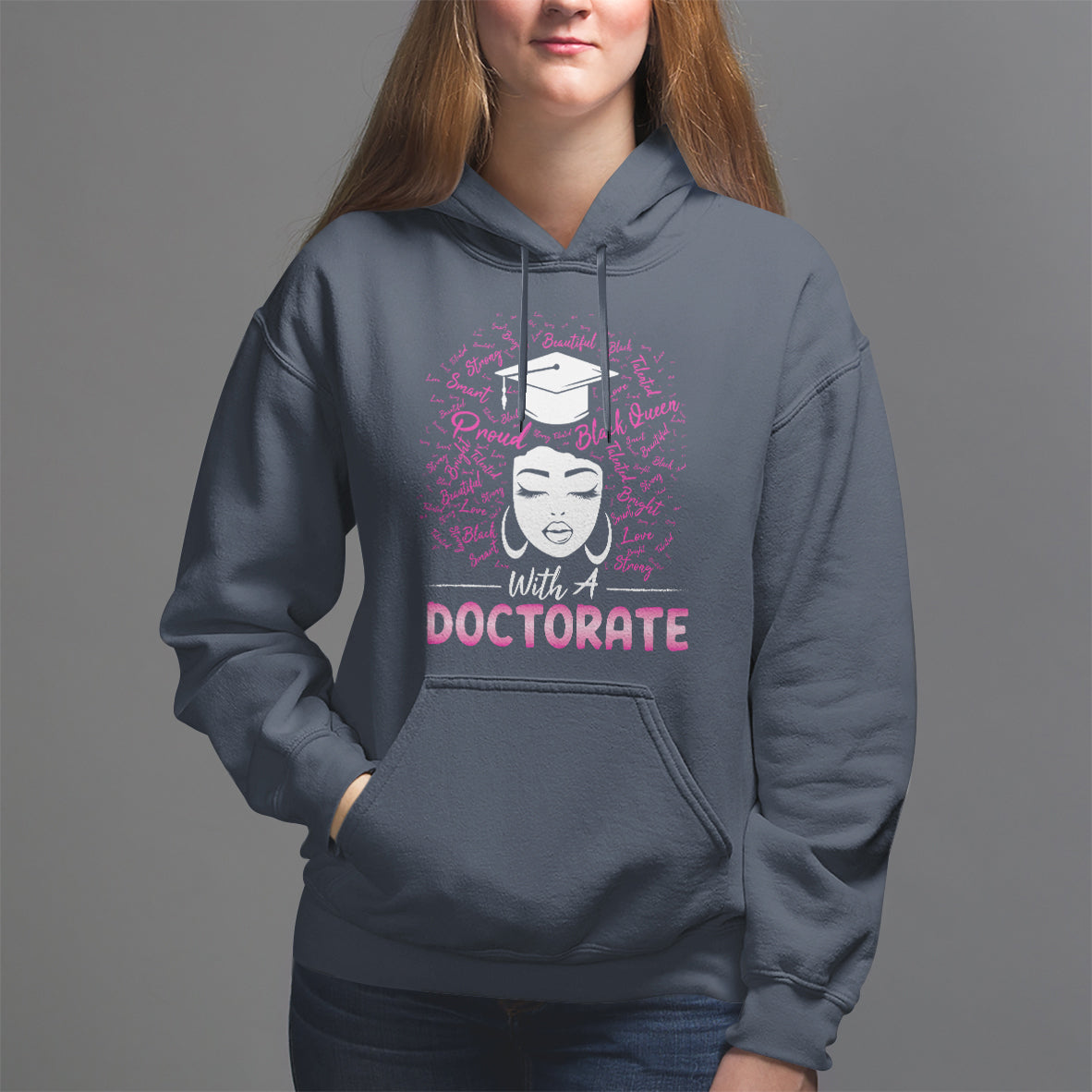 Ph.D. Graduation Hoodie Poud Black Queen With A Doctorate - Wonder Print Shop