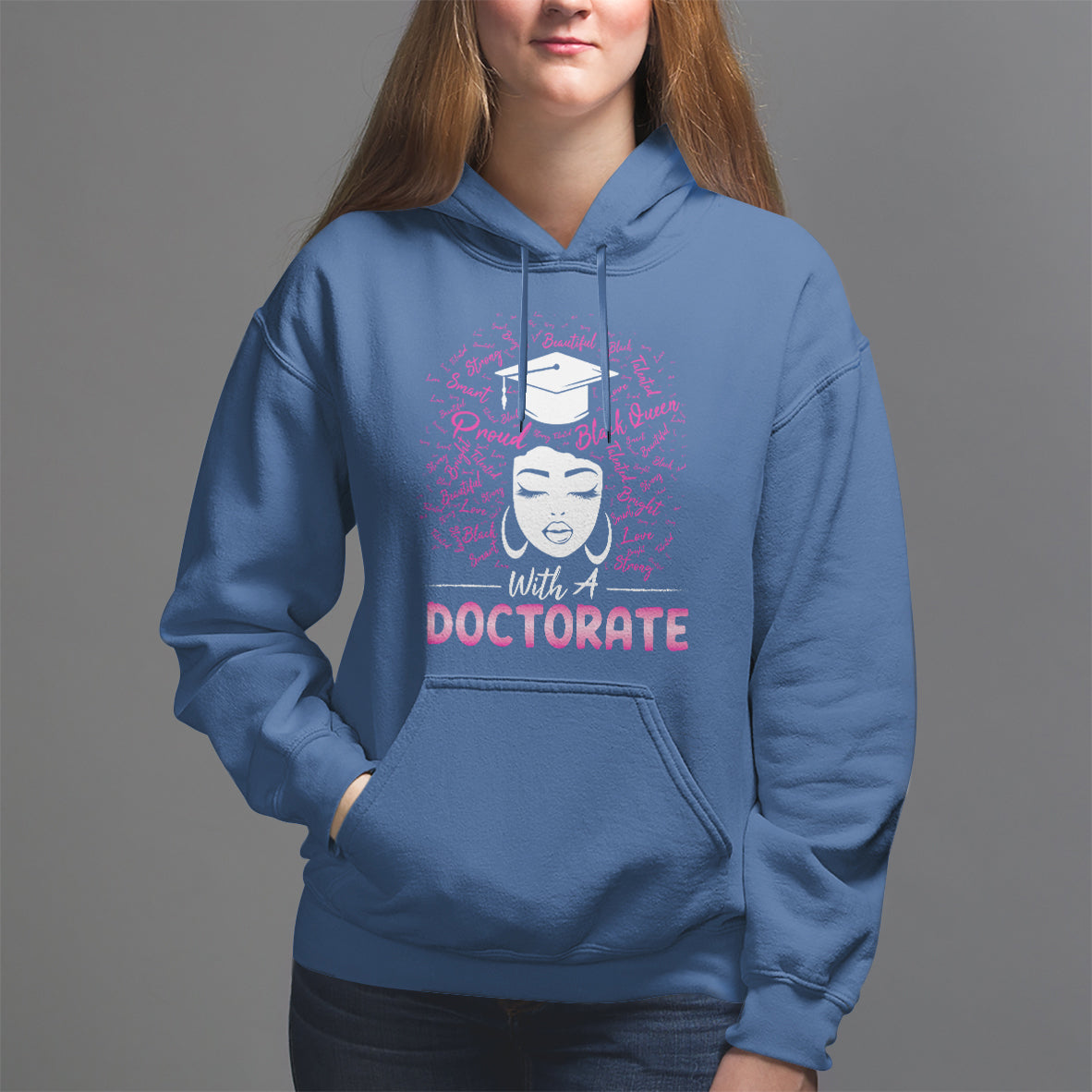 Ph.D. Graduation Hoodie Poud Black Queen With A Doctorate - Wonder Print Shop