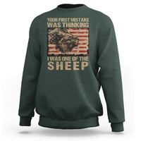 Lion Patriot Sweatshirt Your First Mistake Was Thinking I Was One Of The Sheep - Wonder Print Shop