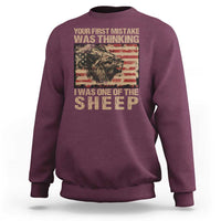 Lion Patriot Sweatshirt Your First Mistake Was Thinking I Was One Of The Sheep - Wonder Print Shop