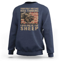 Lion Patriot Sweatshirt Your First Mistake Was Thinking I Was One Of The Sheep - Wonder Print Shop