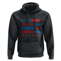 4th Of July Hoodie Loves Jesus and America Too - Wonder Print Shop