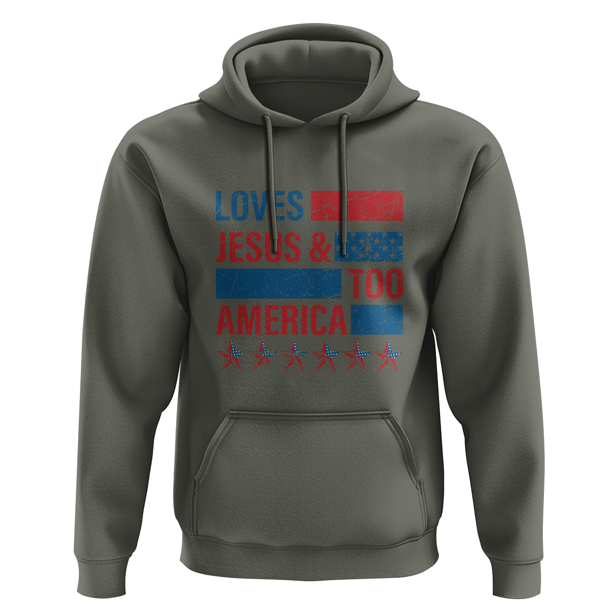 4th Of July Hoodie Loves Jesus and America Too - Wonder Print Shop