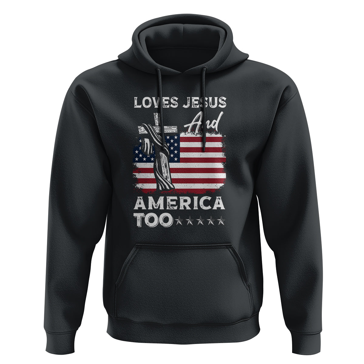 4th Of July Hoodie Loves Jesus and America Too - Wonder Print Shop