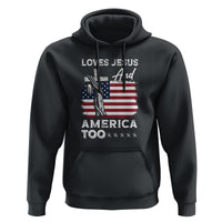 4th Of July Hoodie Loves Jesus and America Too - Wonder Print Shop