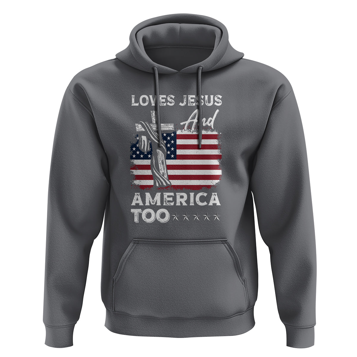 4th Of July Hoodie Loves Jesus and America Too - Wonder Print Shop