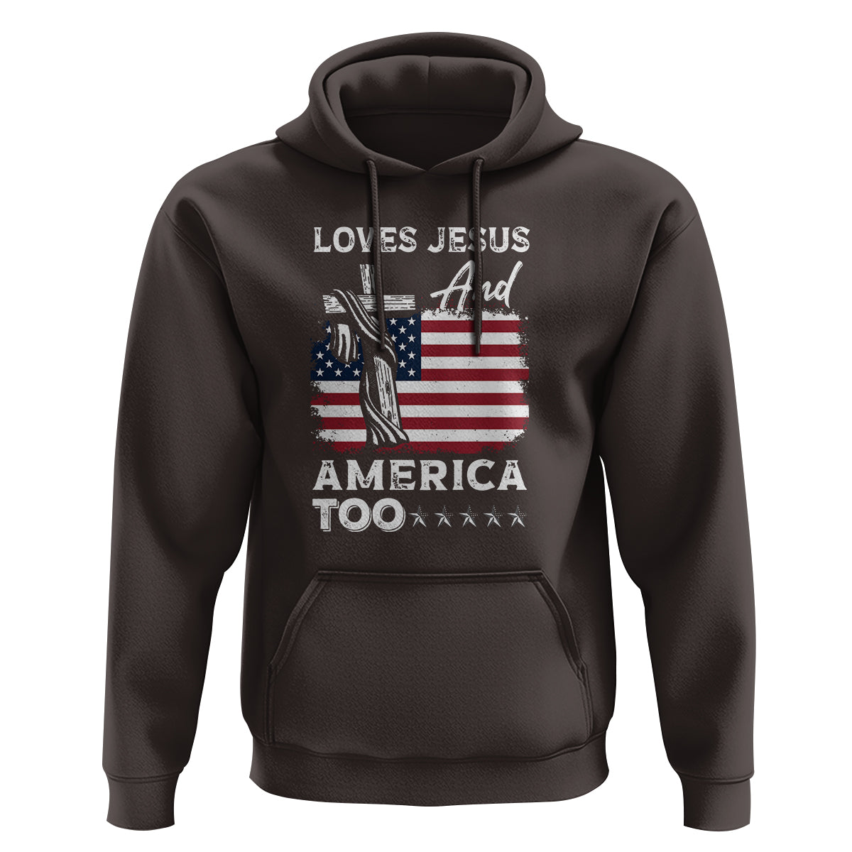 4th Of July Hoodie Loves Jesus and America Too - Wonder Print Shop