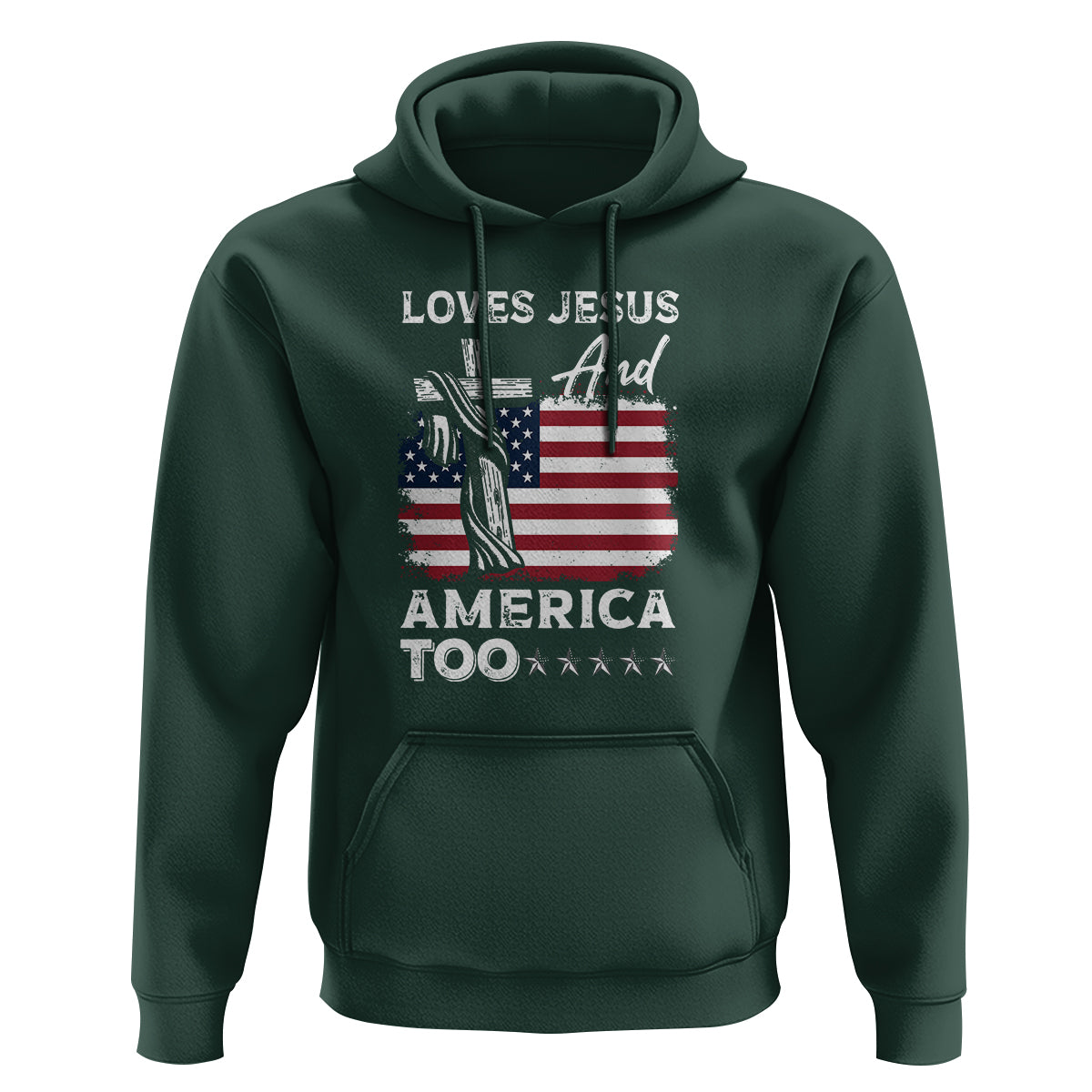 4th Of July Hoodie Loves Jesus and America Too - Wonder Print Shop