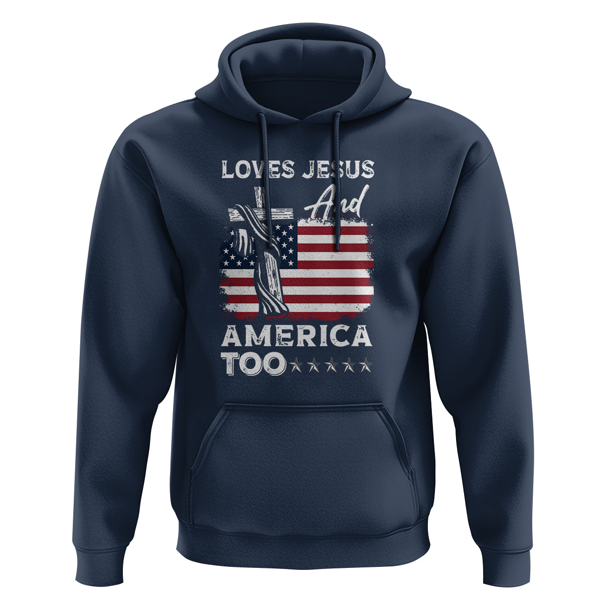 4th Of July Hoodie Loves Jesus and America Too - Wonder Print Shop
