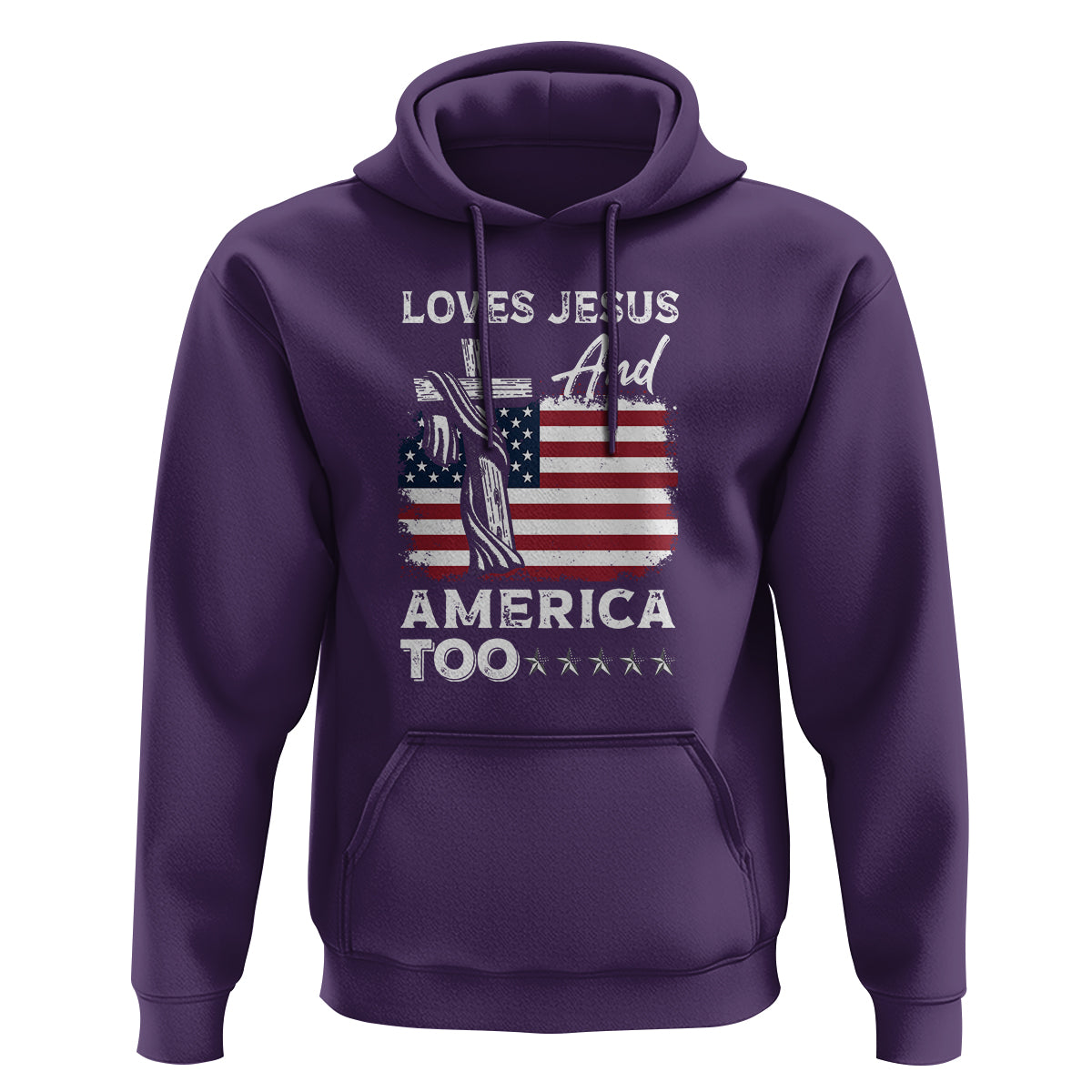 4th Of July Hoodie Loves Jesus and America Too - Wonder Print Shop