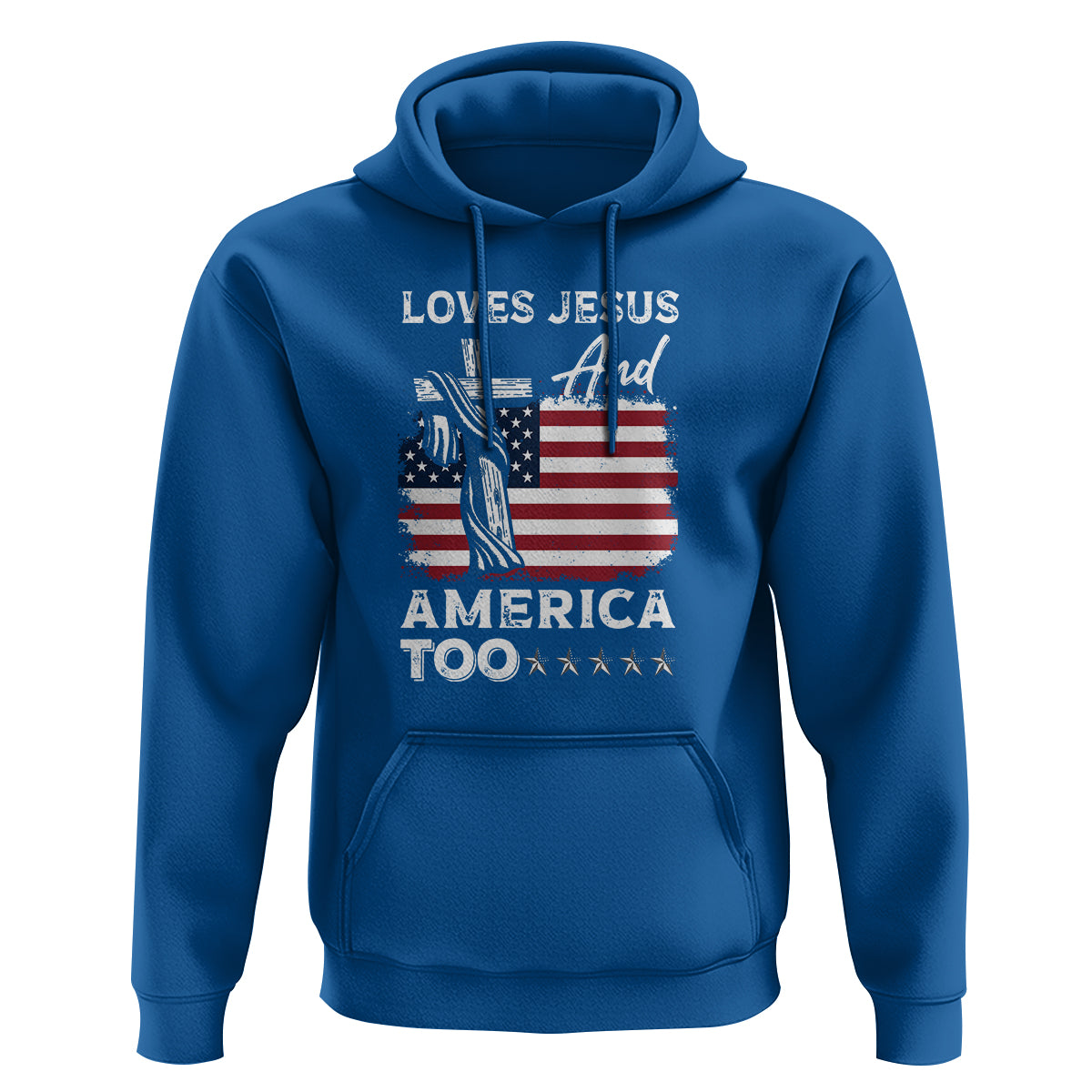 4th Of July Hoodie Loves Jesus and America Too - Wonder Print Shop