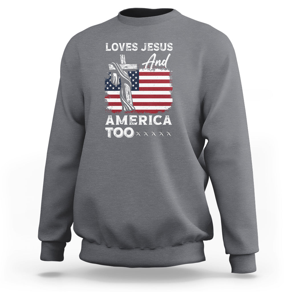 4th Of July Sweatshirt Loves Jesus and America Too - Wonder Print Shop