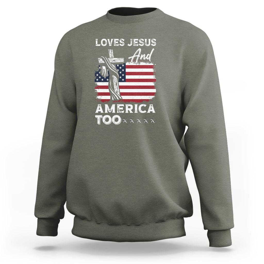 4th Of July Sweatshirt Loves Jesus and America Too - Wonder Print Shop