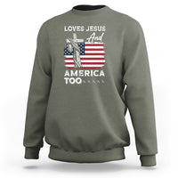 4th Of July Sweatshirt Loves Jesus and America Too - Wonder Print Shop