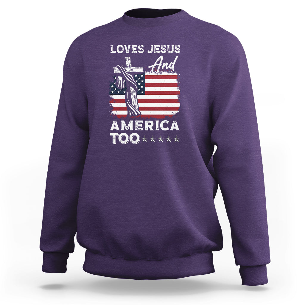 4th Of July Sweatshirt Loves Jesus and America Too - Wonder Print Shop