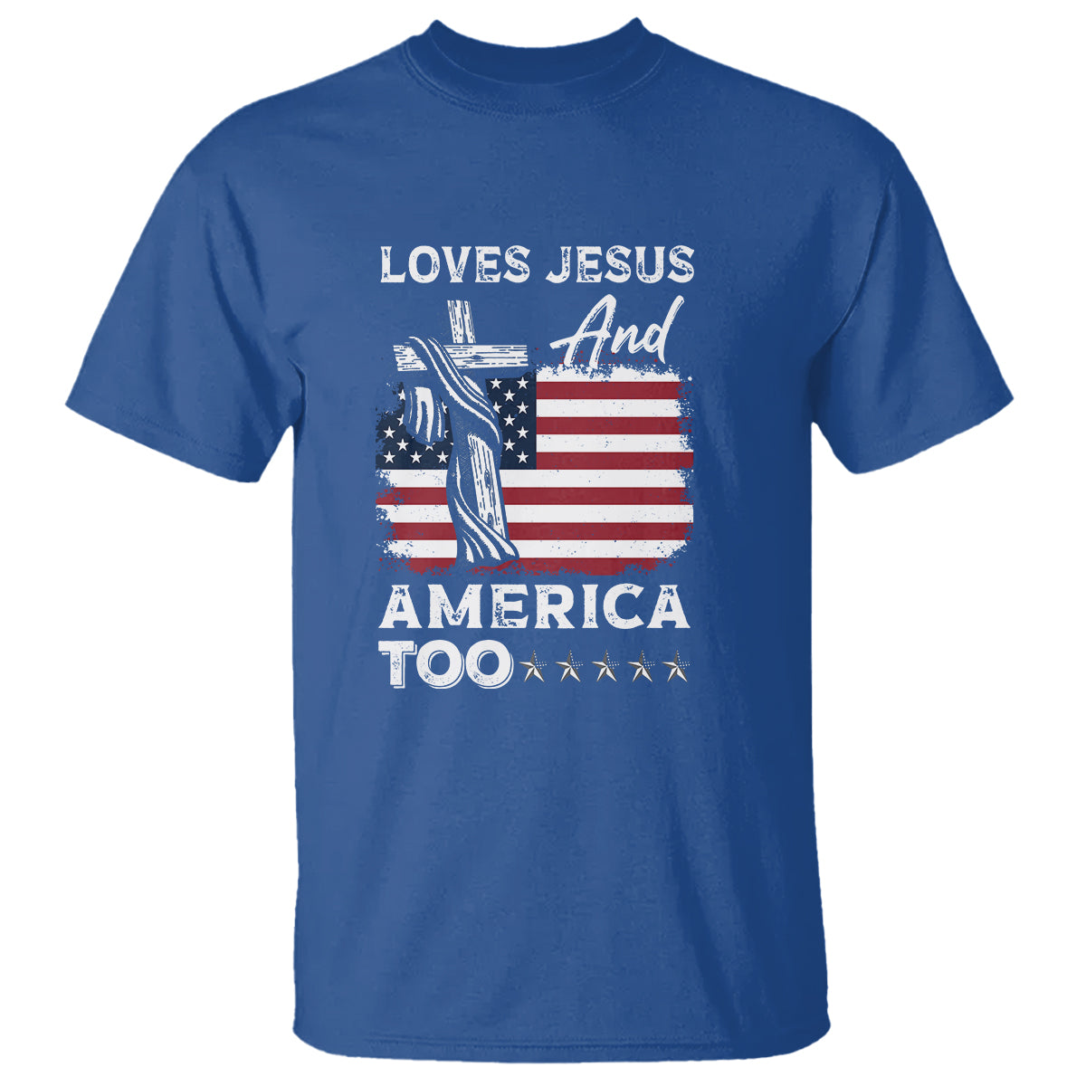 4th Of July T Shirt Loves Jesus and America Too - Wonder Print Shop