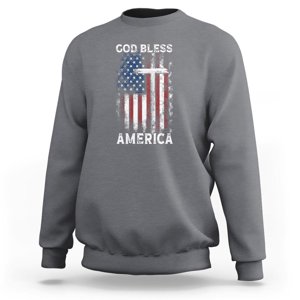 4th Of July Sweatshirt God Bless America Flag Christian - Wonder Print Shop