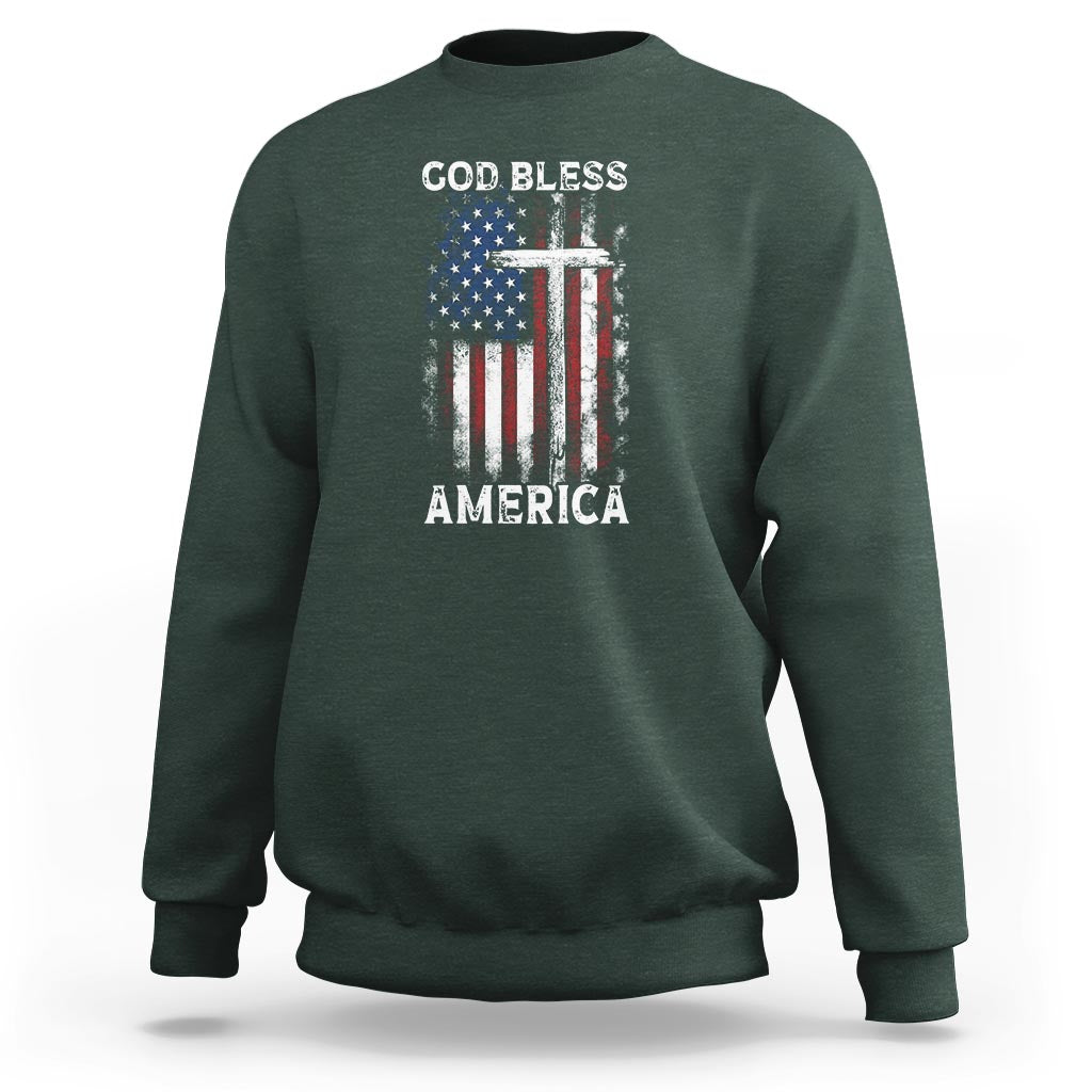 4th Of July Sweatshirt God Bless America Flag Christian - Wonder Print Shop