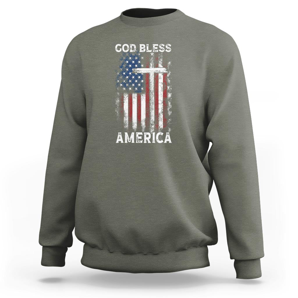 4th Of July Sweatshirt God Bless America Flag Christian - Wonder Print Shop