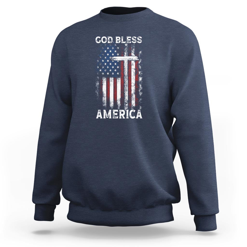 4th Of July Sweatshirt God Bless America Flag Christian - Wonder Print Shop
