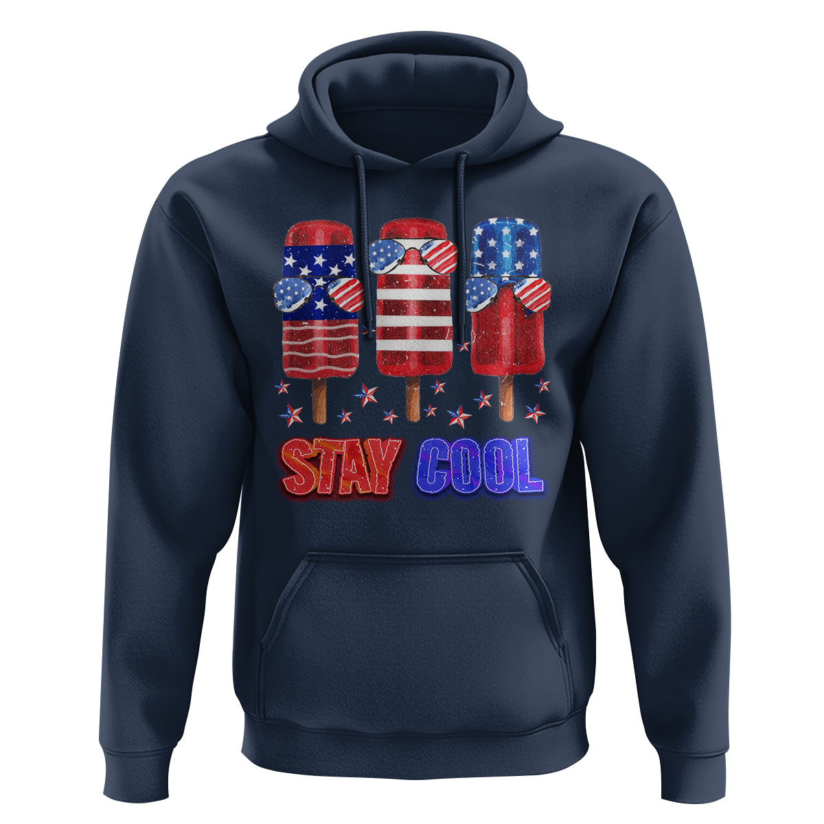 4th Of July Hoodie Stay Cool USA Flag Patriotic Ice Cream - Wonder Print Shop