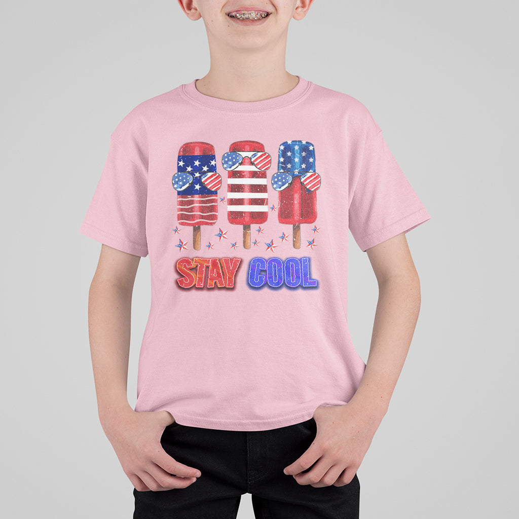 4th Of July T Shirt For Kid Stay Cool USA Flag Patriotic Ice Cream - Wonder Print Shop