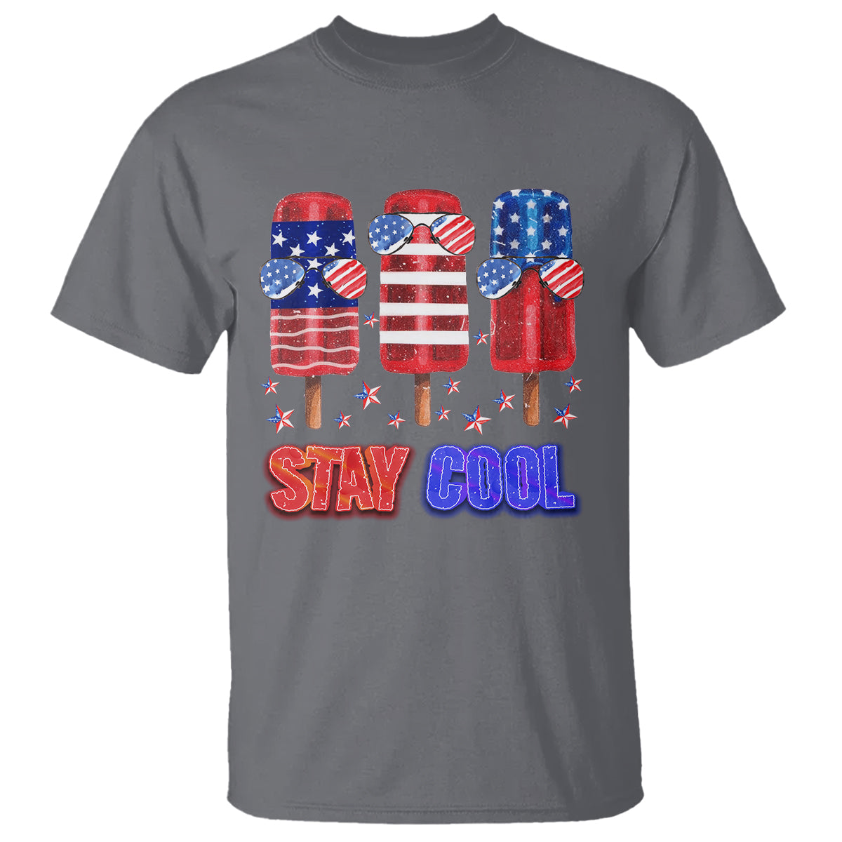 4th Of July T Shirt Stay Cool USA Flag Patriotic Ice Cream - Wonder Print Shop