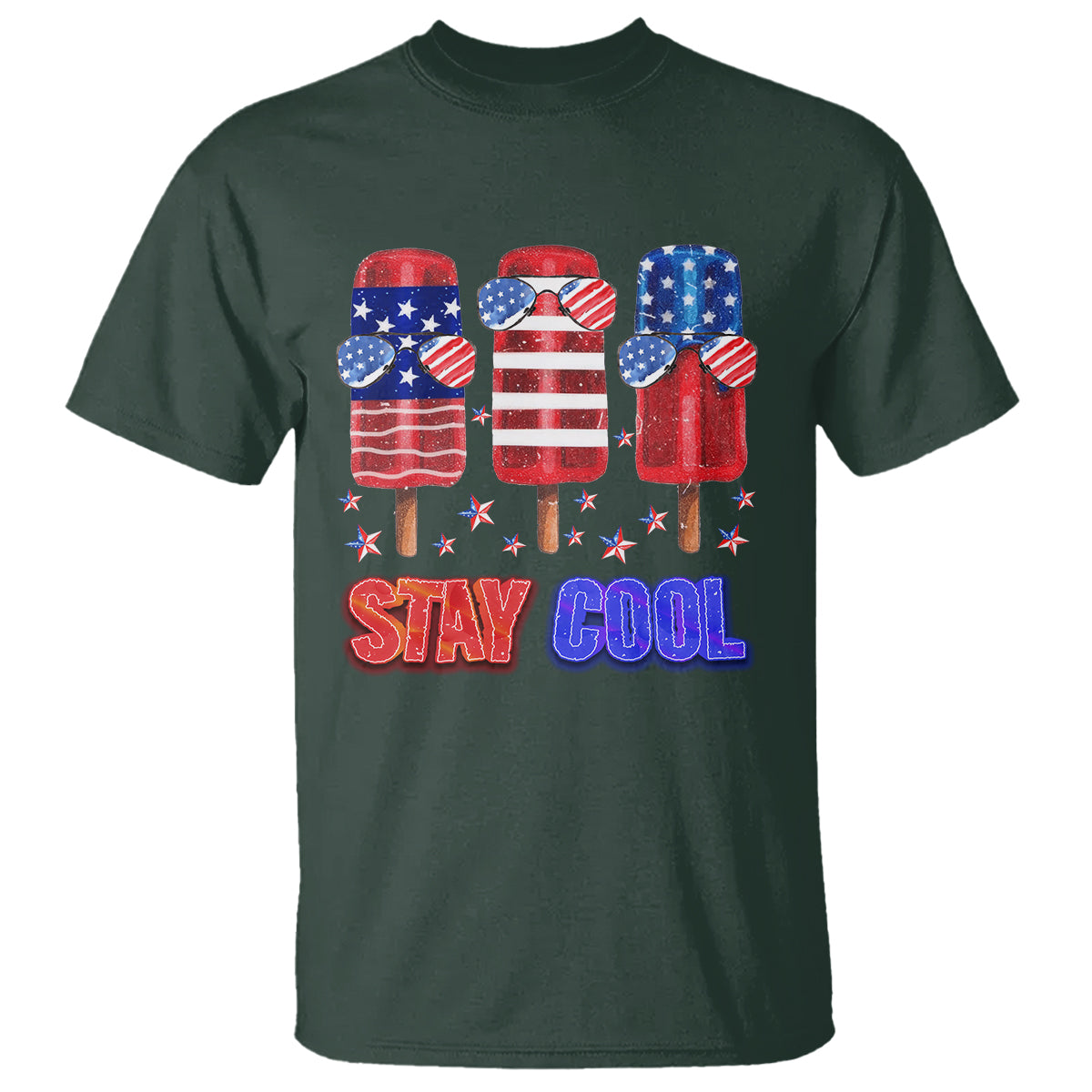 4th Of July T Shirt Stay Cool USA Flag Patriotic Ice Cream - Wonder Print Shop