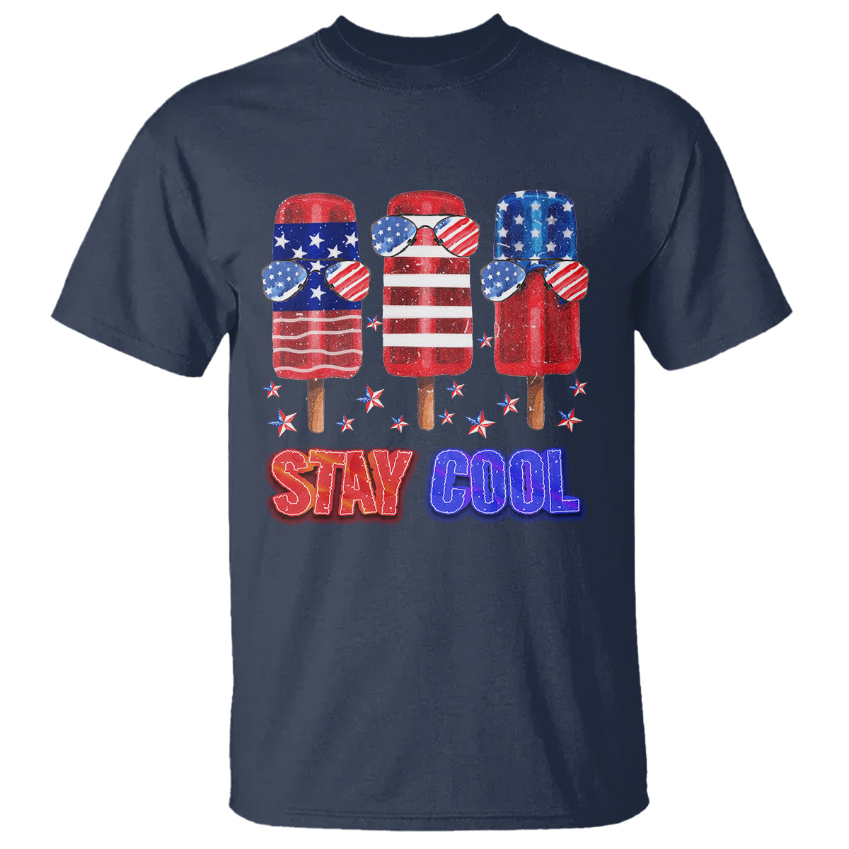 4th Of July T Shirt Stay Cool USA Flag Patriotic Ice Cream - Wonder Print Shop