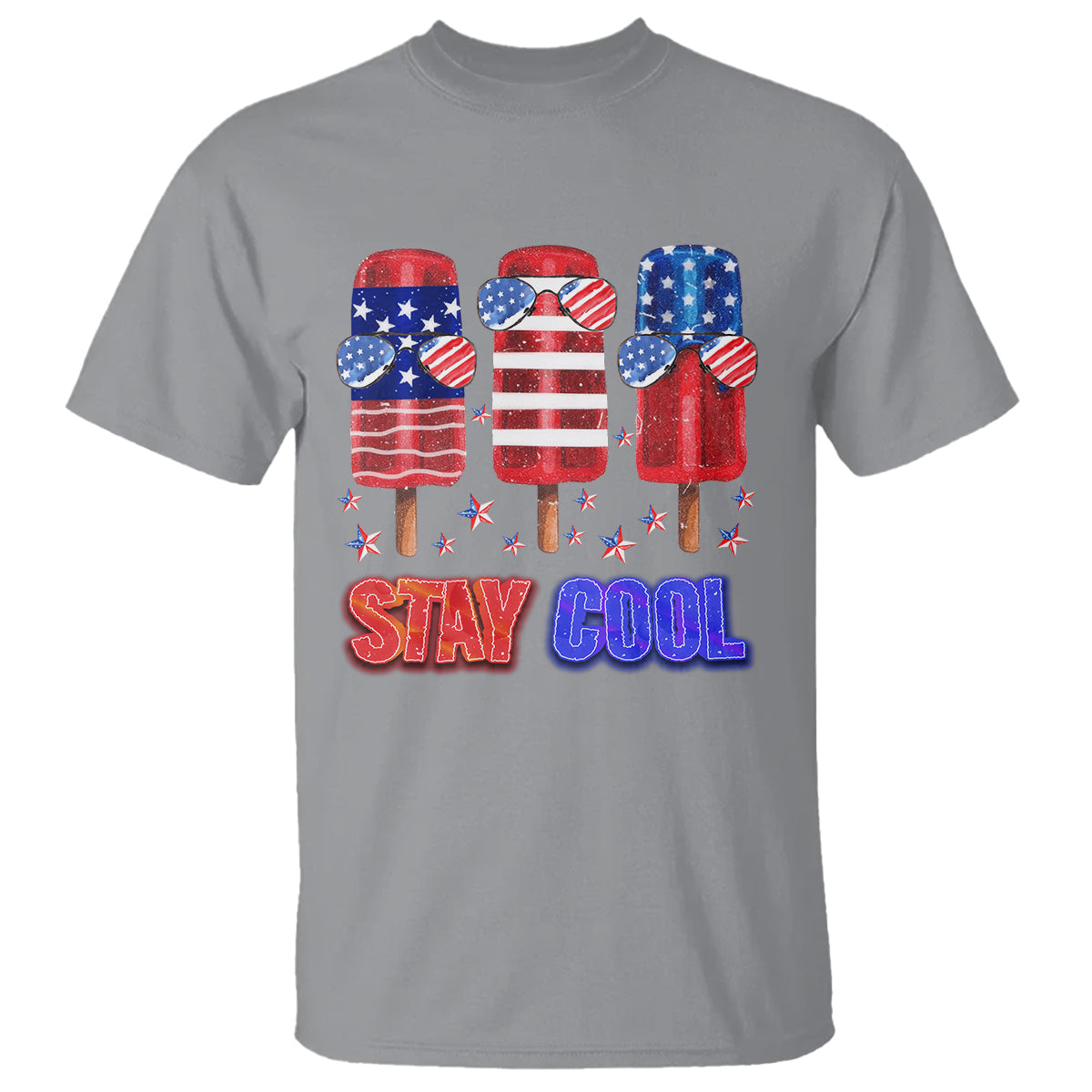 4th Of July T Shirt Stay Cool USA Flag Patriotic Ice Cream - Wonder Print Shop