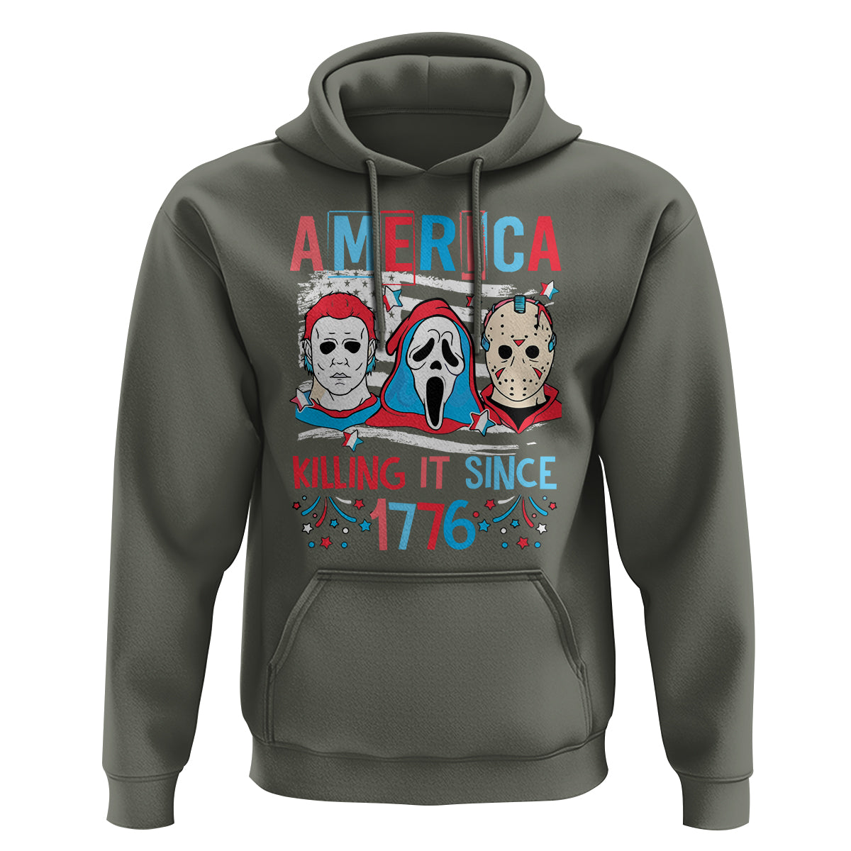 Funny 4th Of July Hoodie America Killing IT Since 1776 Horror - Wonder Print Shop