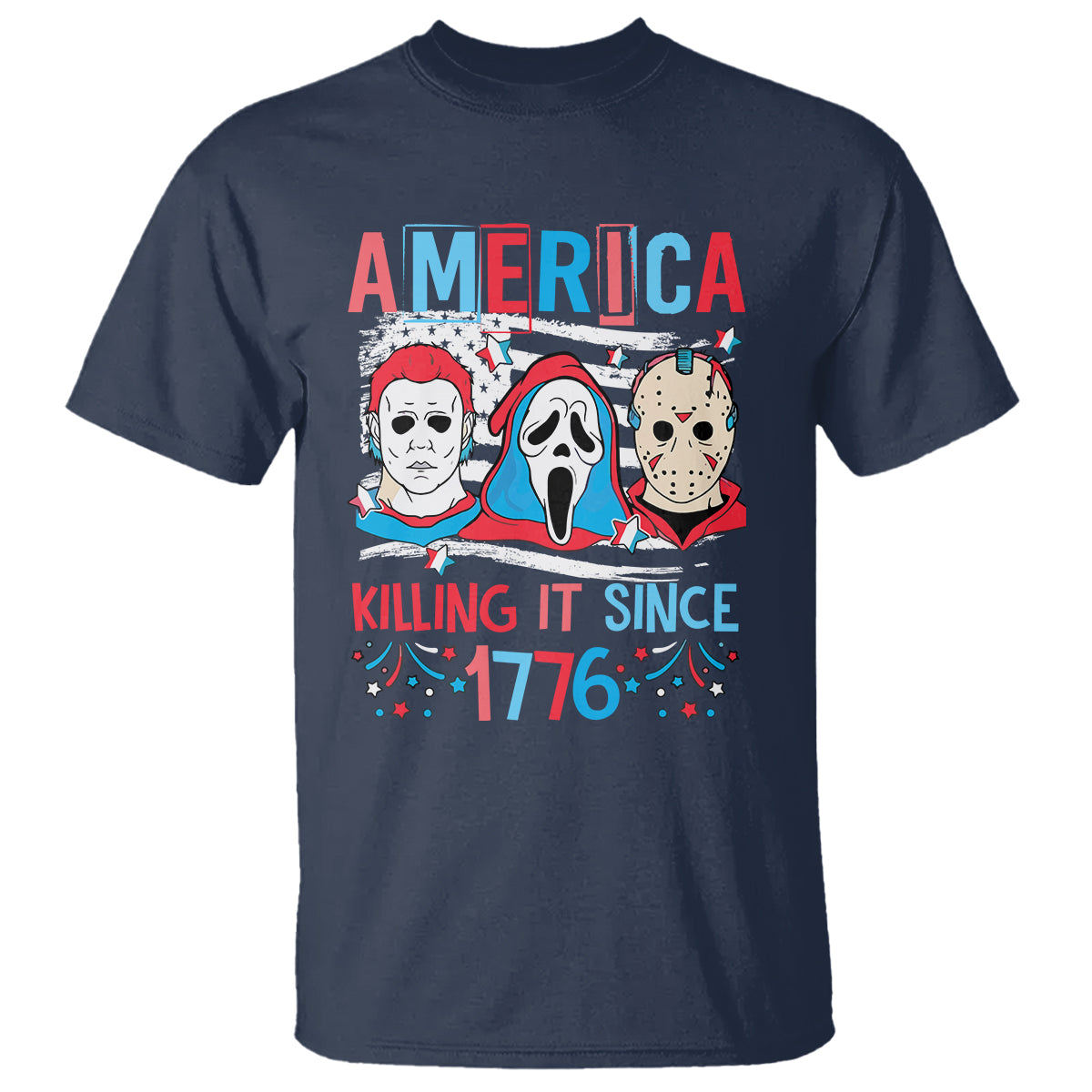 Funny 4th Of July T Shirt America Killing IT Since 1776 Horror - Wonder Print Shop