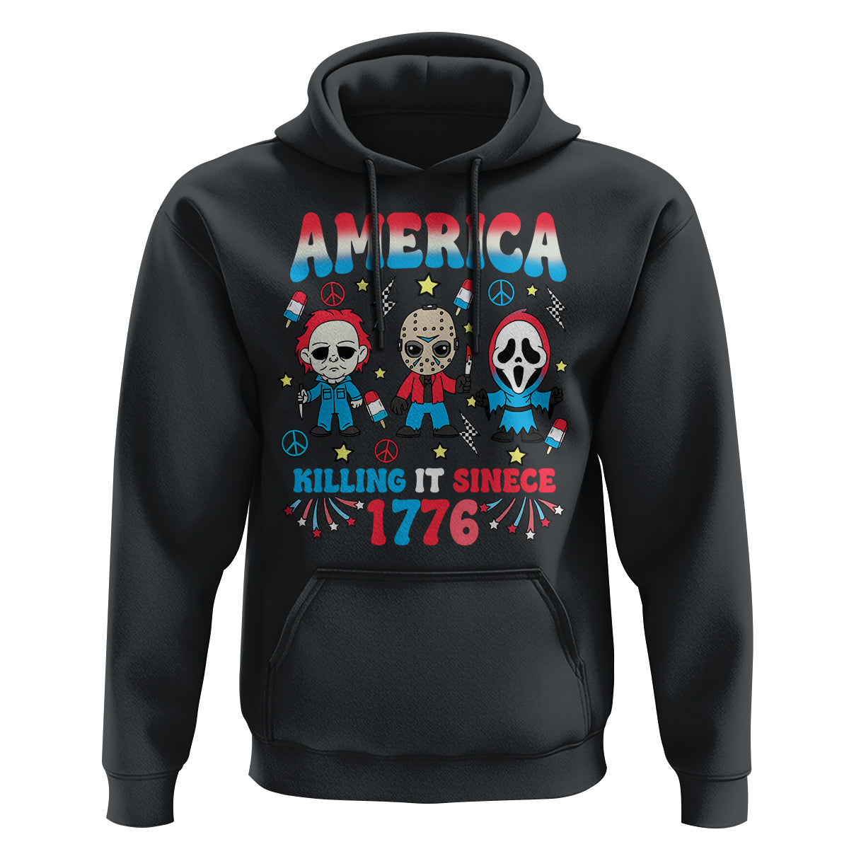 Funny 4th Of July Hoodie America Killing IT Since 1776 Horror - Wonder Print Shop