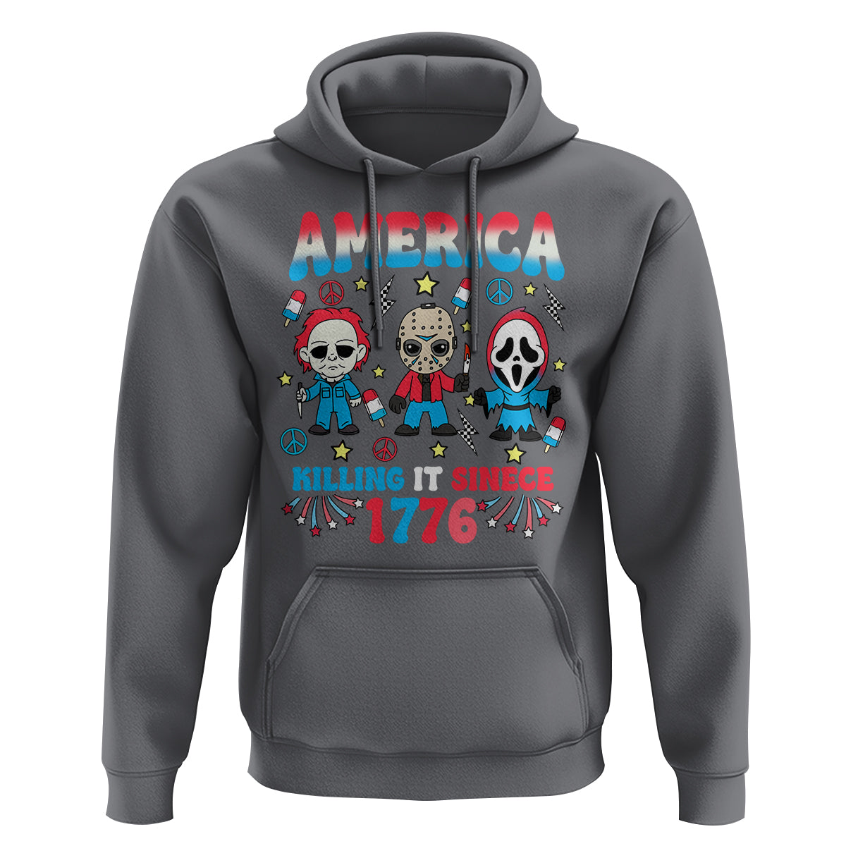 Funny 4th Of July Hoodie America Killing IT Since 1776 Horror - Wonder Print Shop