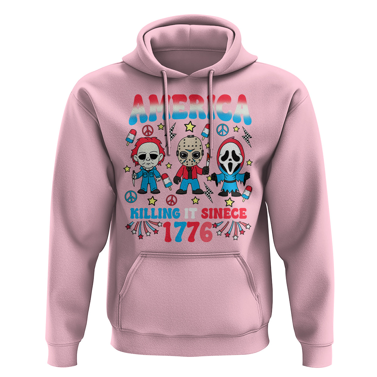 Funny 4th Of July Hoodie America Killing IT Since 1776 Horror - Wonder Print Shop