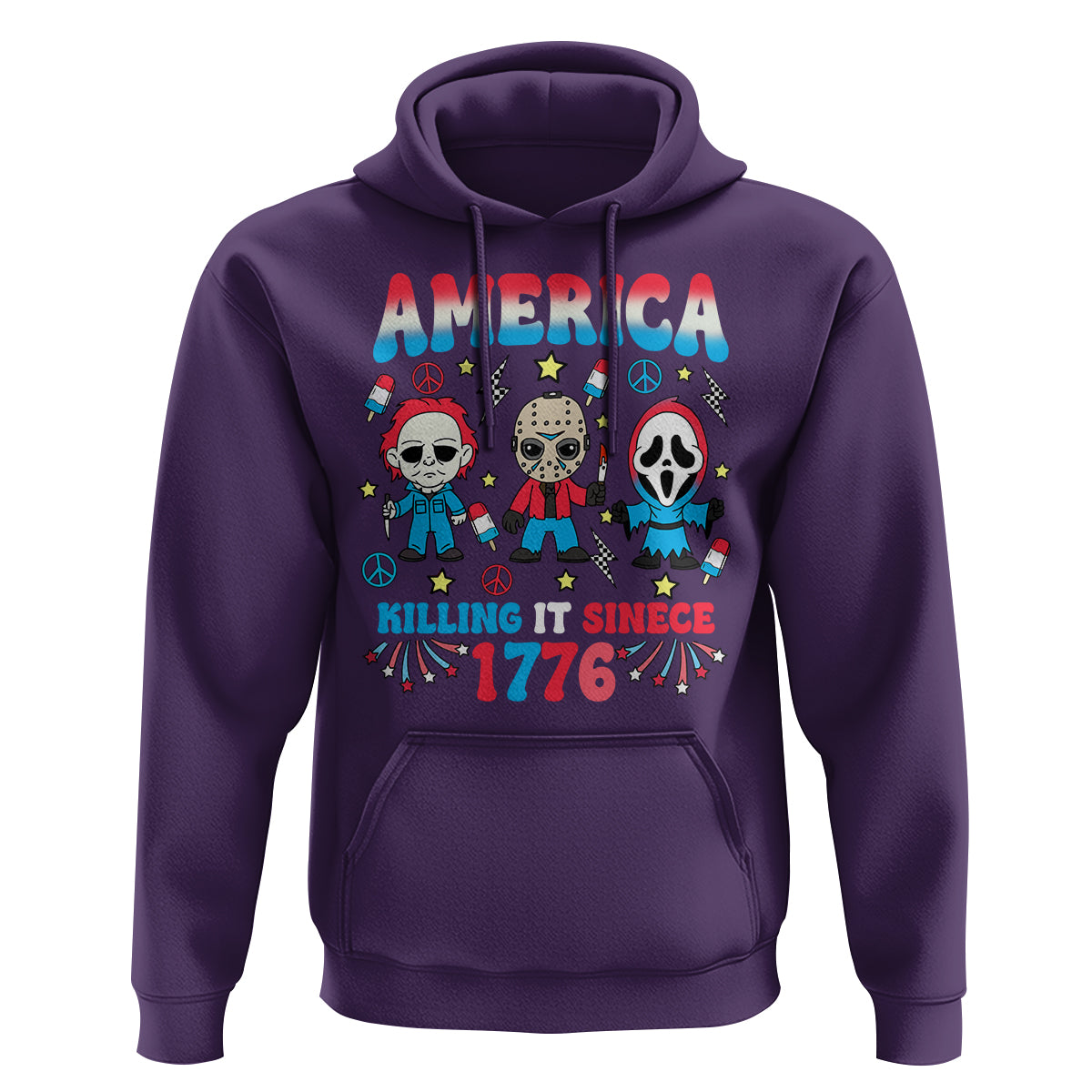 Funny 4th Of July Hoodie America Killing IT Since 1776 Horror - Wonder Print Shop