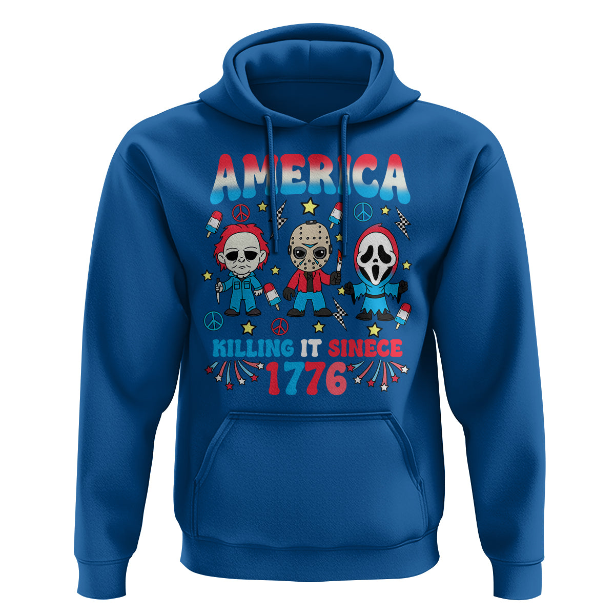 Funny 4th Of July Hoodie America Killing IT Since 1776 Horror - Wonder Print Shop