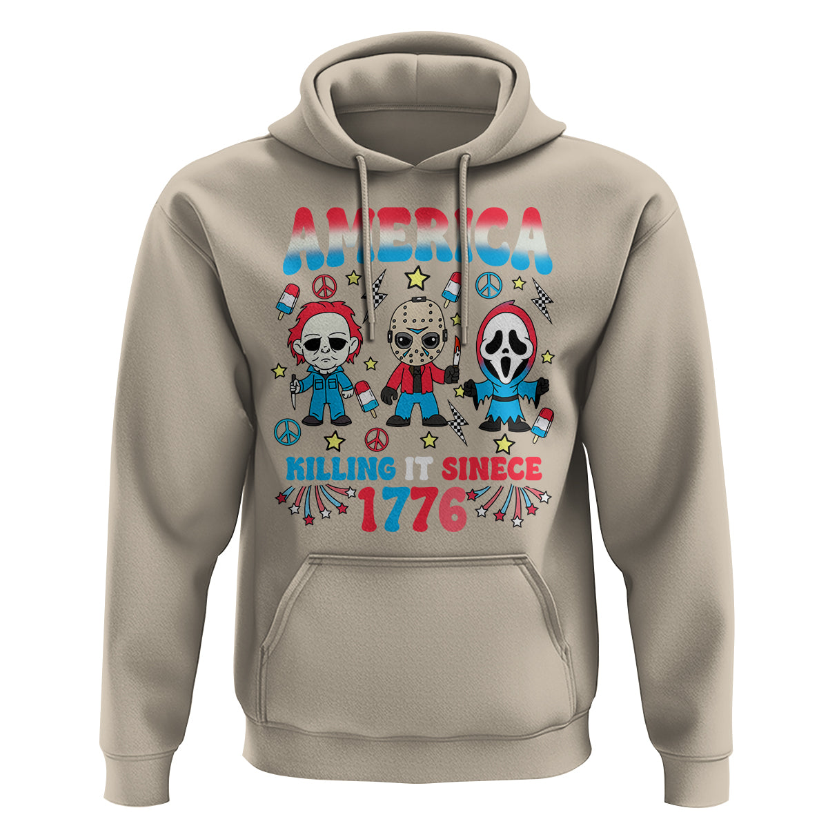 Funny 4th Of July Hoodie America Killing IT Since 1776 Horror - Wonder Print Shop
