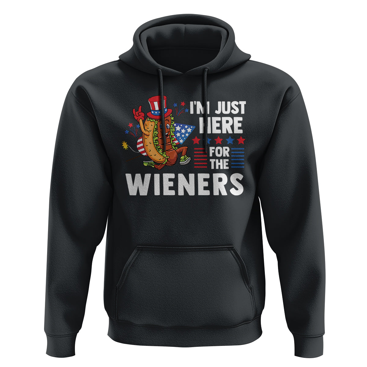4th Of July Hoodie I'm Just Here For The Wieners Patriotic Hot Dog - Wonder Print Shop