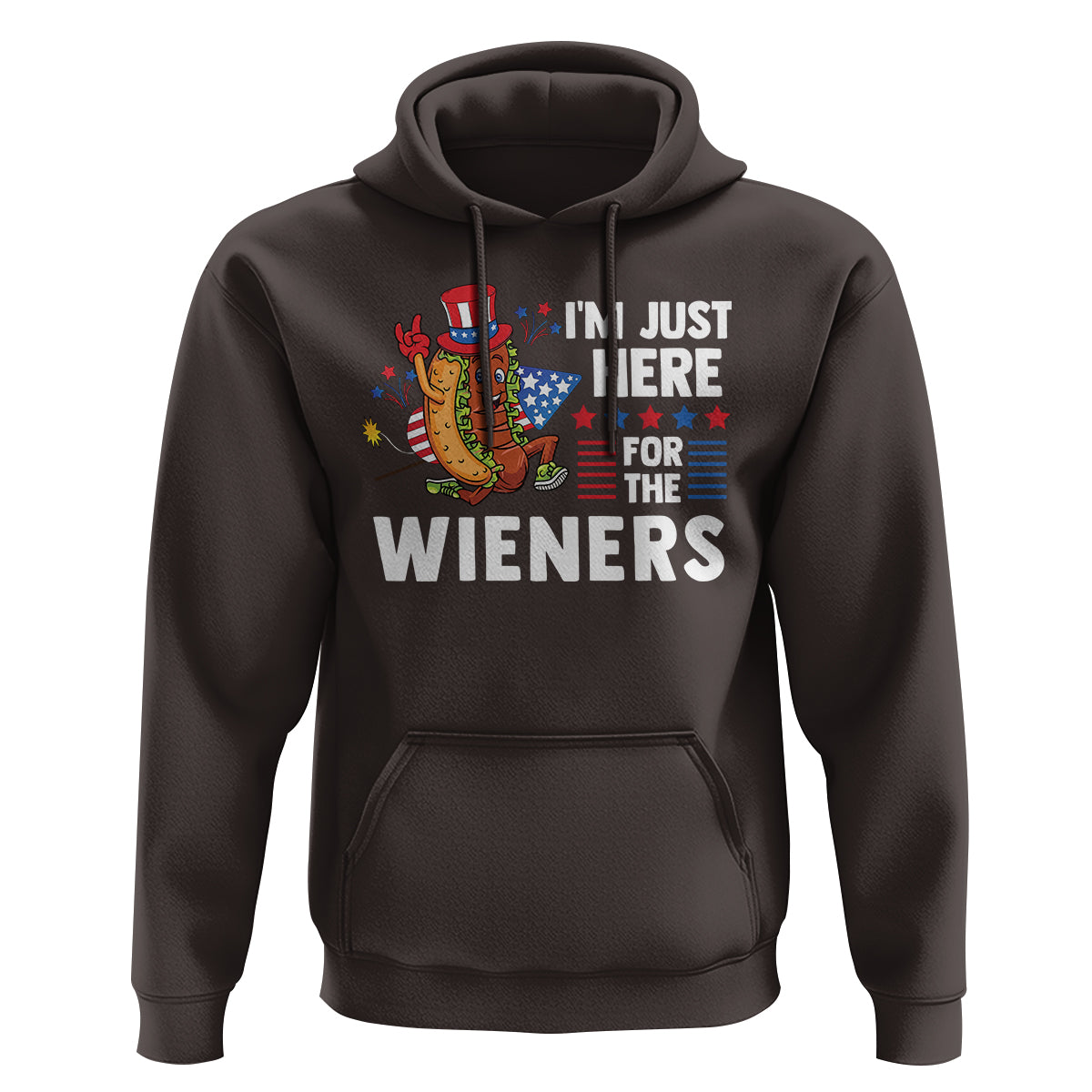 4th Of July Hoodie I'm Just Here For The Wieners Patriotic Hot Dog - Wonder Print Shop