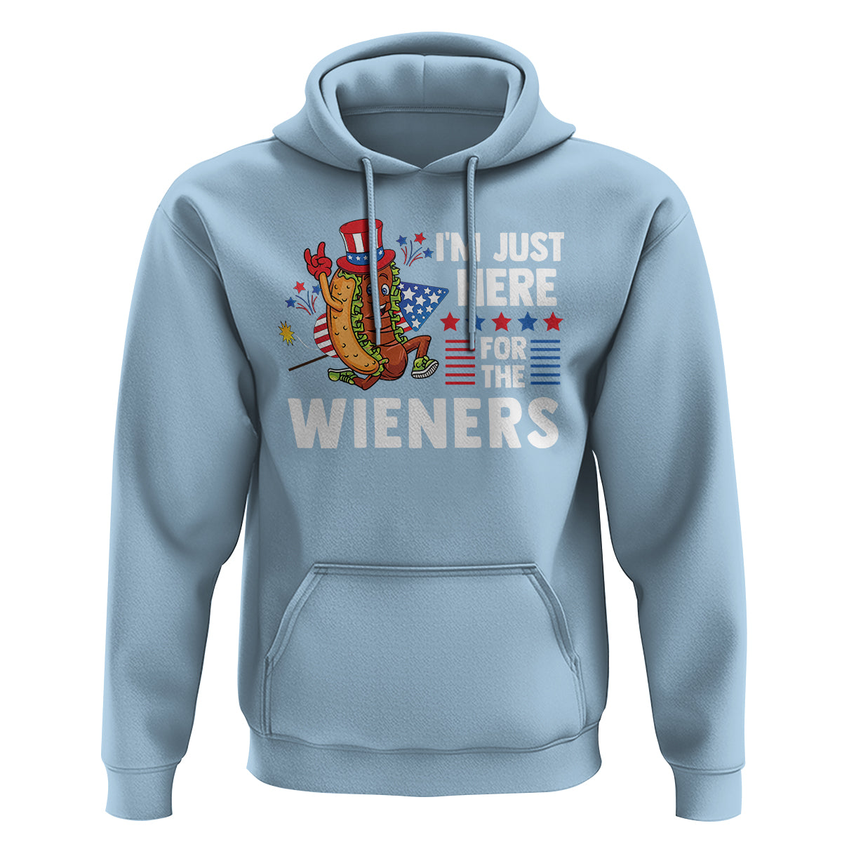 4th Of July Hoodie I'm Just Here For The Wieners Patriotic Hot Dog - Wonder Print Shop