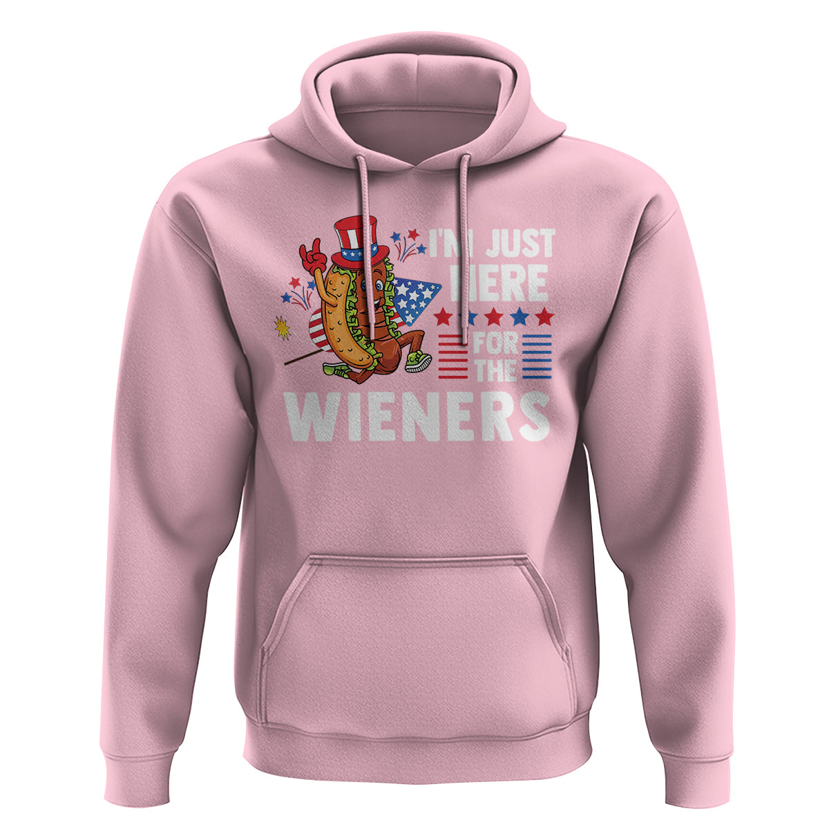4th Of July Hoodie I'm Just Here For The Wieners Patriotic Hot Dog - Wonder Print Shop