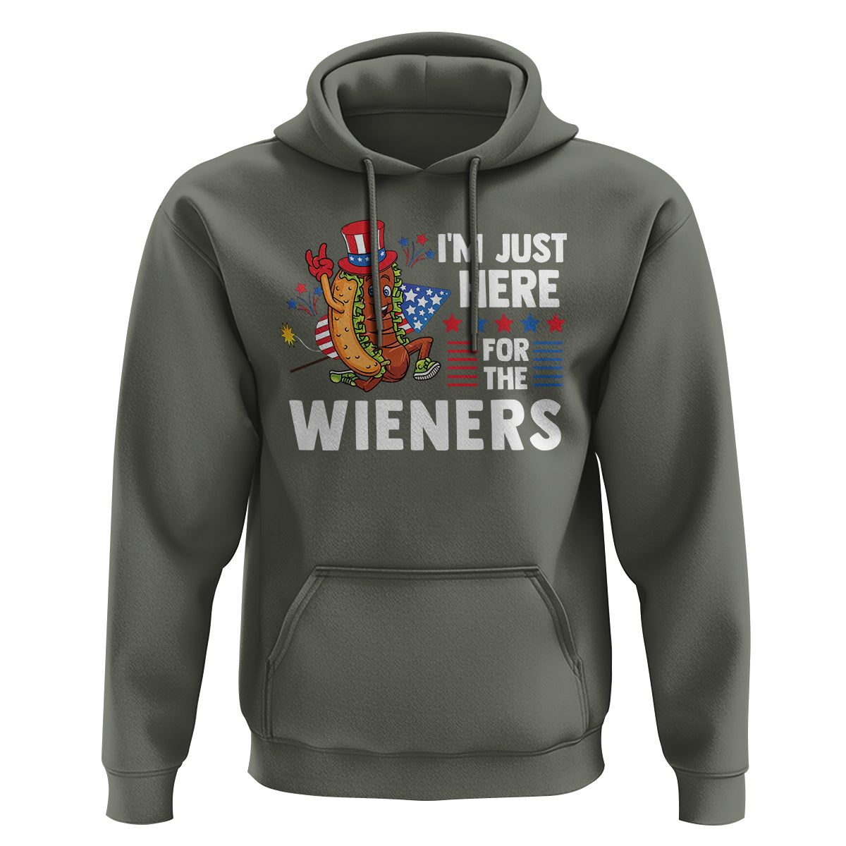 4th Of July Hoodie I'm Just Here For The Wieners Patriotic Hot Dog - Wonder Print Shop