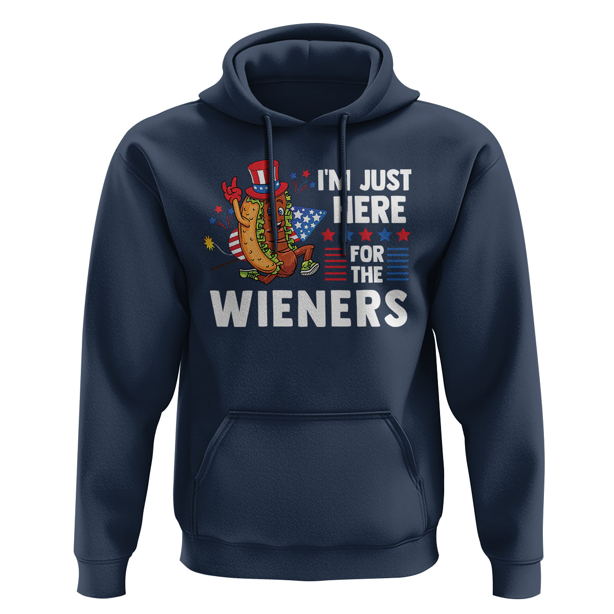 4th Of July Hoodie I'm Just Here For The Wieners Patriotic Hot Dog - Wonder Print Shop