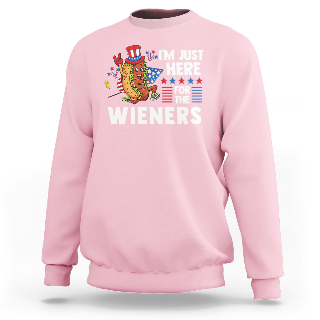 4th Of July Sweatshirt I'm Just Here For The Wieners Patriotic Hot Dog - Wonder Print Shop