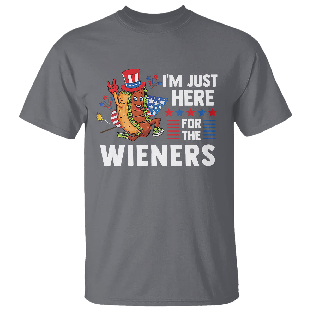 4th Of July T Shirt I'm Just Here For The Wieners Patriotic Hot Dog - Wonder Print Shop