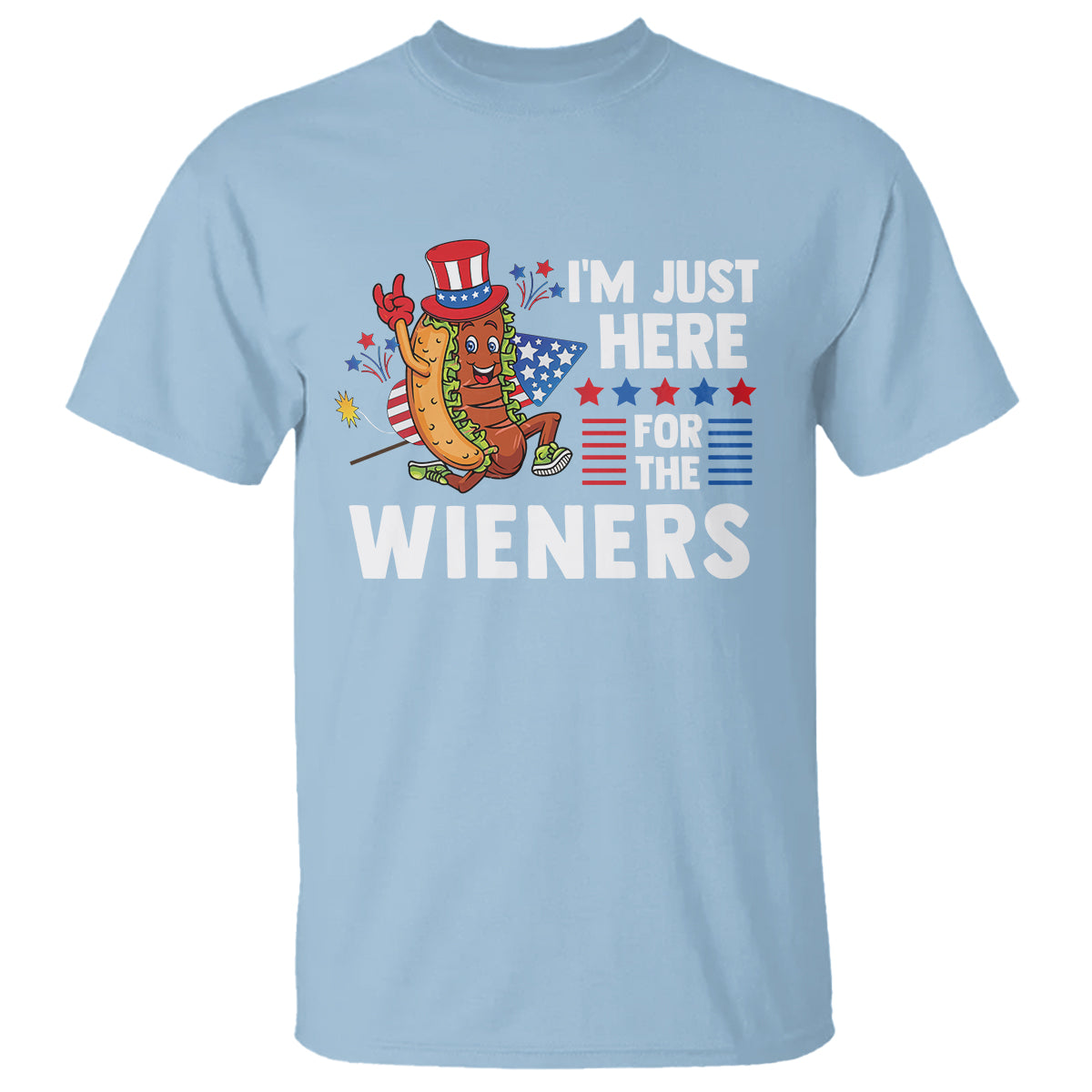 4th Of July T Shirt I'm Just Here For The Wieners Patriotic Hot Dog - Wonder Print Shop