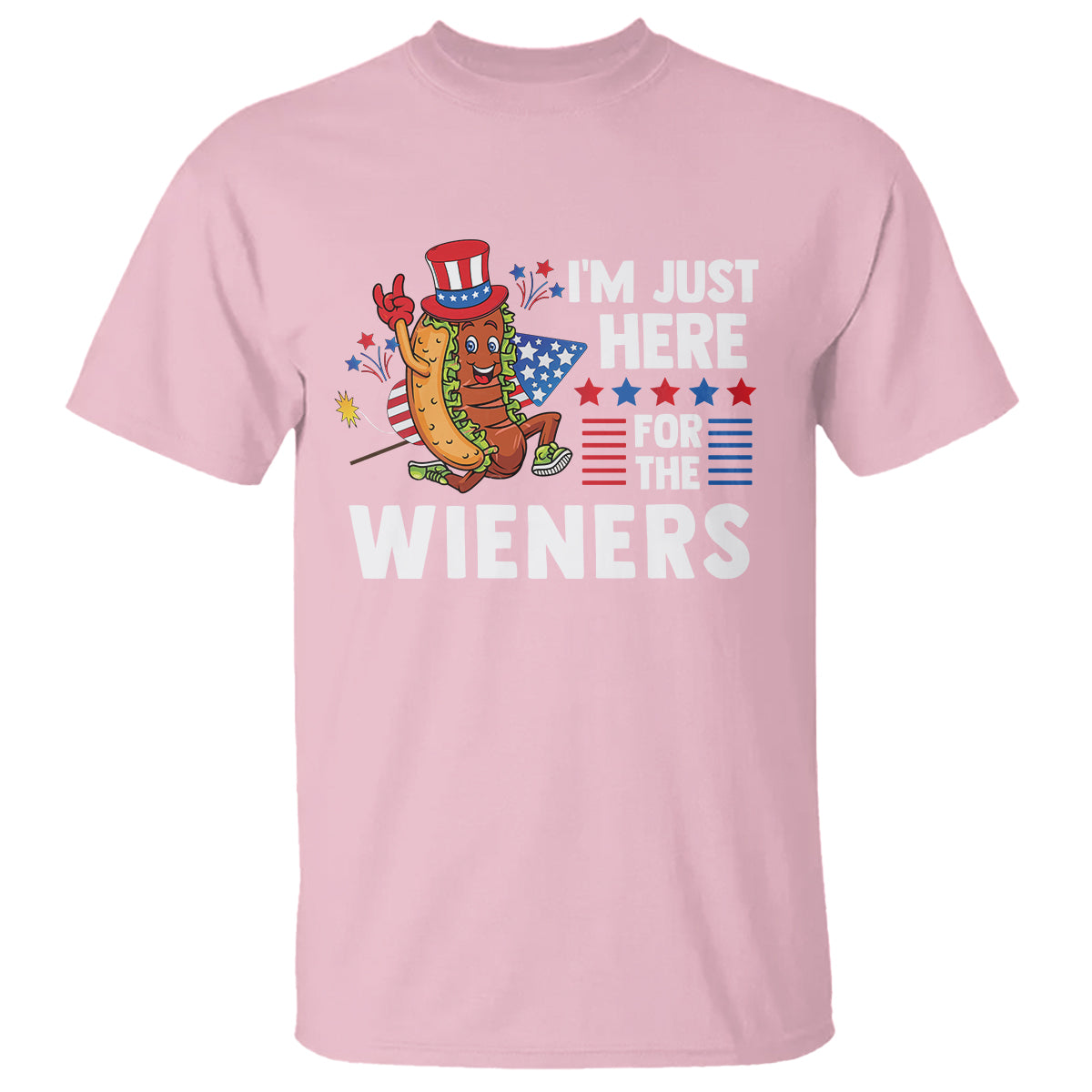 4th Of July T Shirt I'm Just Here For The Wieners Patriotic Hot Dog - Wonder Print Shop